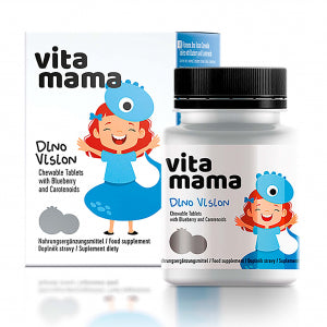 Vitamama. Dino Vižn tablete za žvakanje sa borovnicama i karotenoidima, 90 tableta